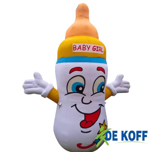 Huur deze 3 meter hoge baby fles als blikvanger bij een geboorte in Holten Opblaasbare babyfles