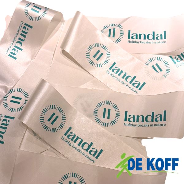 Satijnlint bedrukken Satijnlint 100mm breed bedrukt met logo